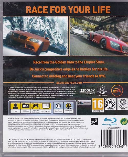 Need For Speed The Run - PS3 - (B Grade) (Genbrug)